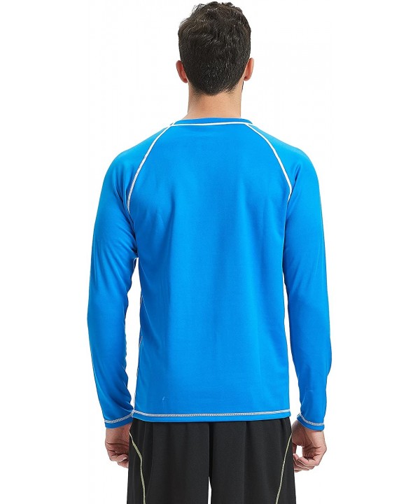 Men's UPF 50+ Easy Long Sleeve Rashguard Sun Protection Outdoor Running Performance - Blue - CB18CNLKGWA $17.06-Rash Guards