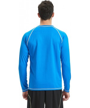 Men's UPF 50+ Easy Long Sleeve Rashguard Sun Protection Outdoor Running Performance - Blue - CB18CNLKGWA $17.06-Rash Guards