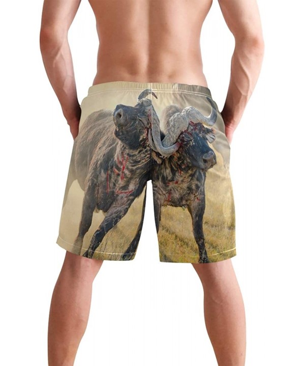 Men's Quick Dry Swim Trunks with Pockets Beach Board Shorts Bathing Suits - African Buffalo Fighting - CQ195W46N7C $31.64-Boa...