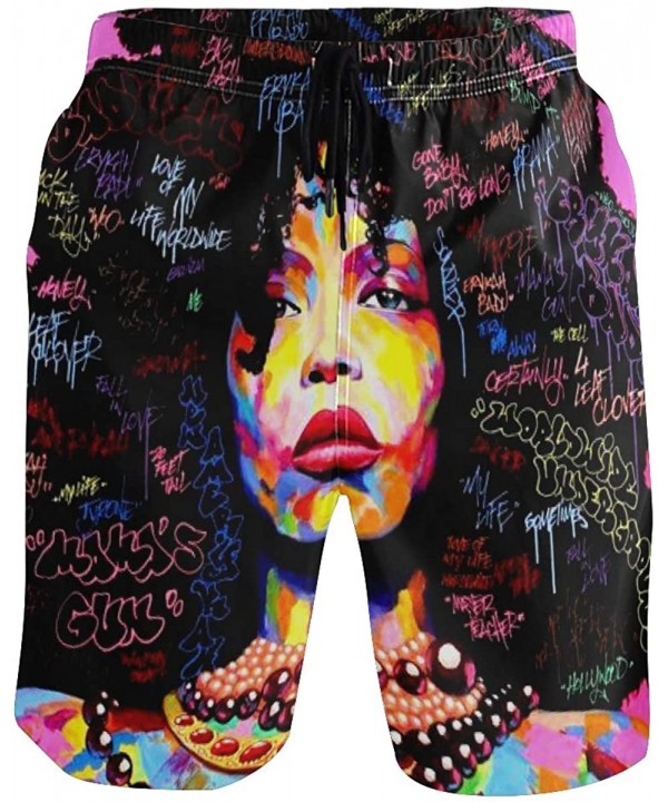 Mens Surfing Shorts Boxing Kangaroo Golden Swim Trunks Shorts - African American Hair Girl - CQ18XD946NM $28.37-Board Shorts