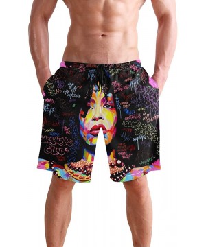 Mens Surfing Shorts Boxing Kangaroo Golden Swim Trunks Shorts - African American Hair Girl - CQ18XD946NM $28.37-Board Shorts