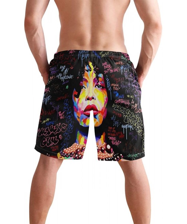 Mens Surfing Shorts Boxing Kangaroo Golden Swim Trunks Shorts - African American Hair Girl - CQ18XD946NM $28.37-Board Shorts