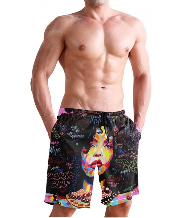 Mens Surfing Shorts Boxing Kangaroo Golden Swim Trunks Shorts - African American Hair Girl - CQ18XD946NM $28.37-Board Shorts