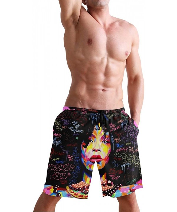 Mens Surfing Shorts Boxing Kangaroo Golden Swim Trunks Shorts - African American Hair Girl - CQ18XD946NM $28.37-Board Shorts