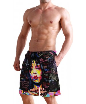 Mens Surfing Shorts Boxing Kangaroo Golden Swim Trunks Shorts - African American Hair Girl - CQ18XD946NM $28.37-Board Shorts