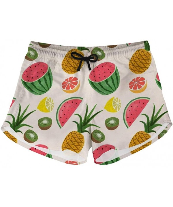 Floral Printed Women's Casual Elastic Waist Striped Summer Beach Shorts - Pineapple5 - C818QSMG4GW $19.84-Board Shorts