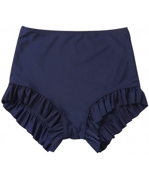 Women's Swim Shorts Ruffle Bikini Tankini Bottom Ruched Tummy Control Swimsuit Brief - Navy - CE196IWUY9K $9.72-Tankinis