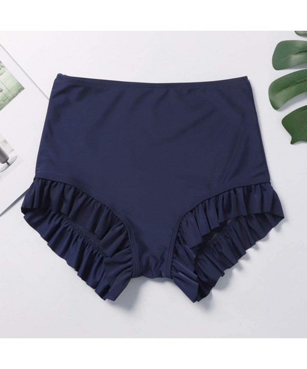 Women's Swim Shorts Ruffle Bikini Tankini Bottom Ruched Tummy Control Swimsuit Brief - Navy - CE196IWUY9K $9.72-Tankinis