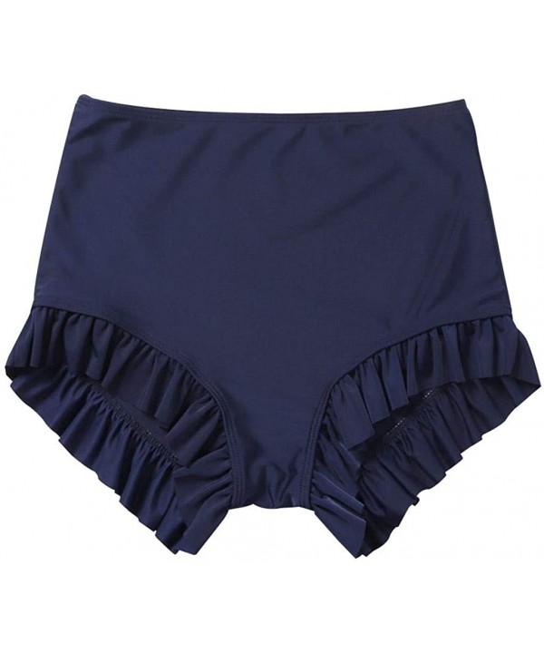 Women's Swim Shorts Ruffle Bikini Tankini Bottom Ruched Tummy Control Swimsuit Brief - Navy - CE196IWUY9K $9.72-Tankinis