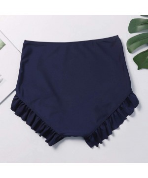 Women's Swim Shorts Ruffle Bikini Tankini Bottom Ruched Tummy Control Swimsuit Brief - Navy - CE196IWUY9K $9.72-Tankinis