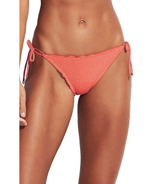 Women's Stardust Solid Stardust Tie Side Hipster Bikini Bottom - Antique Coral - CM1953K3XSR $49.57-Bottoms