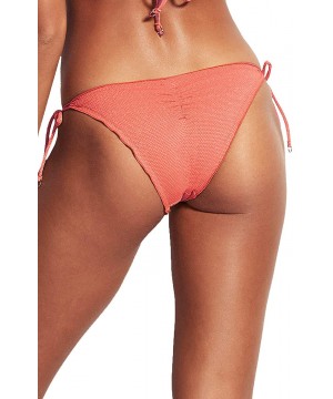 Women's Stardust Solid Stardust Tie Side Hipster Bikini Bottom - Antique Coral - CM1953K3XSR $49.57-Bottoms