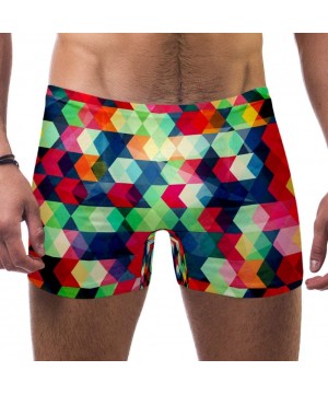 Colored Cubes Grunge Effect Swimsuits Swim Trunks Shorts Athletic Swimwear Boxer Briefs Boardshorts - C819E4IUDMO $19.86-Briefs