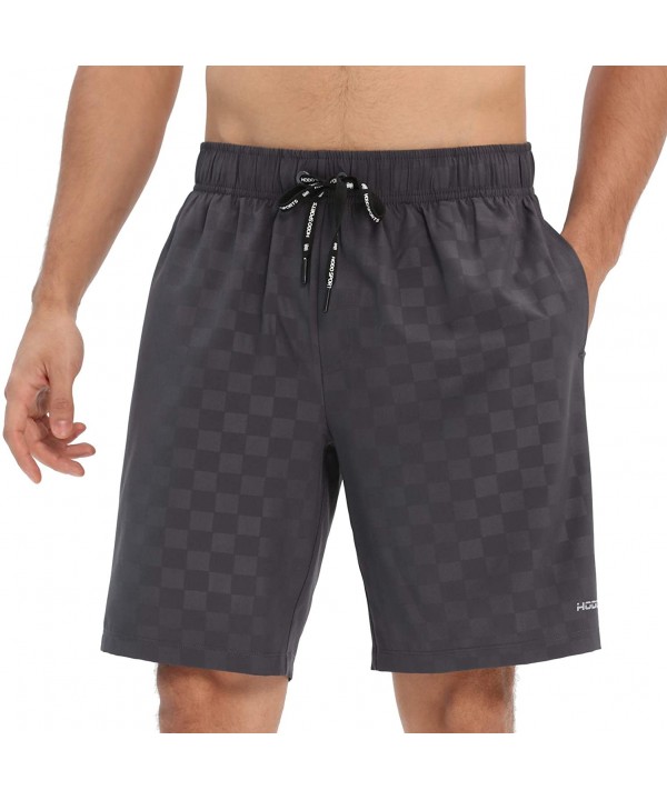 Men's Swim Trunks with Mesh Lining - Dark Gray Square - C8194WXO6O5 $21.03-Board Shorts