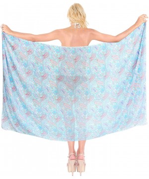 Women's Plus Size Sarong Swimsuit Cover Up Beach Wrap Skirt Full Long I - Blue_h28 - C6184T7TKLI $11.70-Cover-Ups