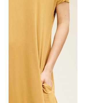 Women's Long Split Maxi Dress Casual Loose V Neck Short Sleeve Beach with Pockets - Bronze - CL18DSSZ2KH $28.56-Cover-Ups