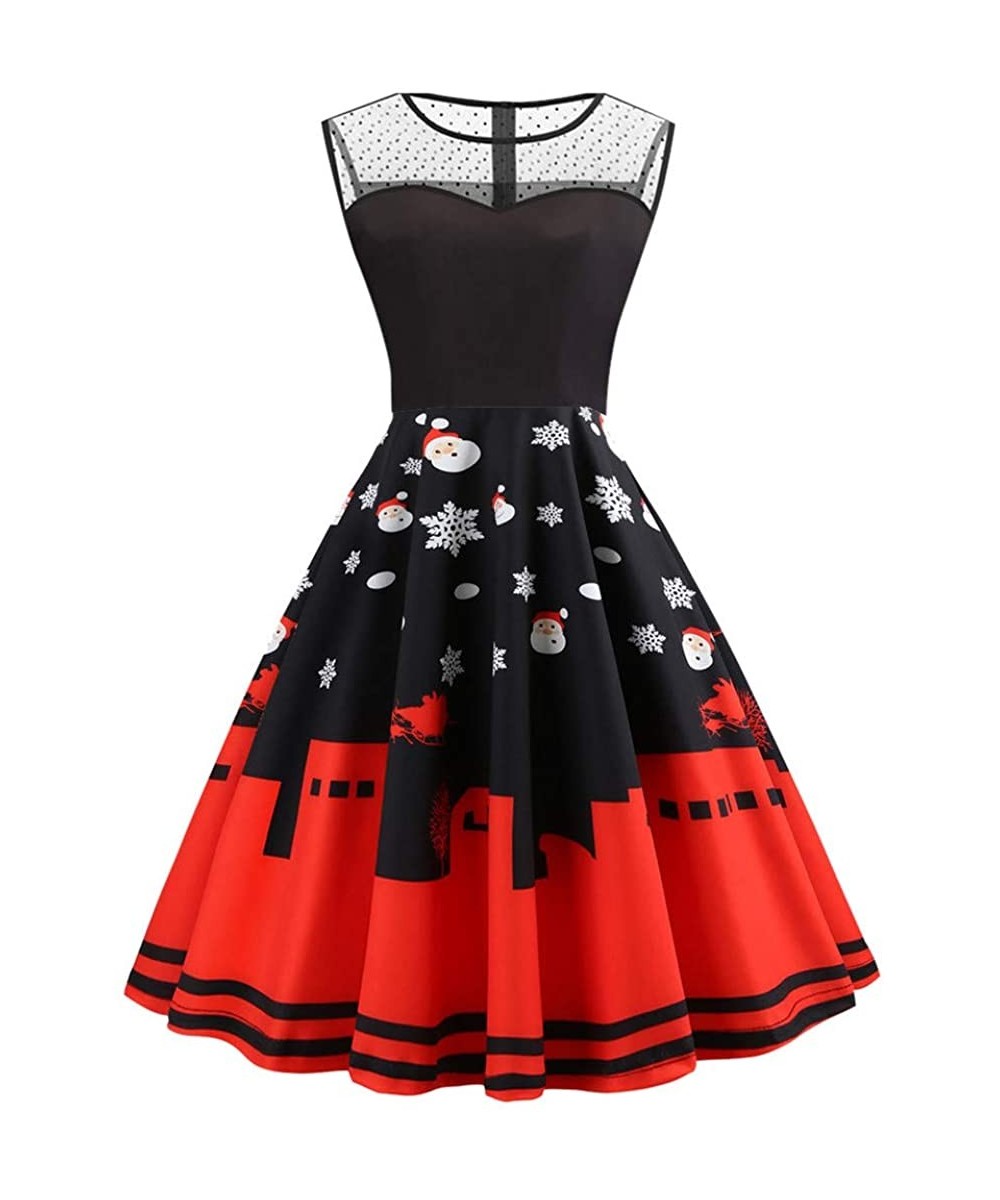 Women's Vintage Musical Note Printing Bodycon Sleeveless Casual Evening Party Prom Swing Dress - Red_c - C519276S4MN $19.93-C...