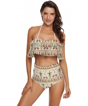 Womens Two Piece Off Shoulder Ruffled Flounce Bathing Suit Beautifull Colored Seamless Pattern - Multi 22 - C3190EDRQ6E $40.5...