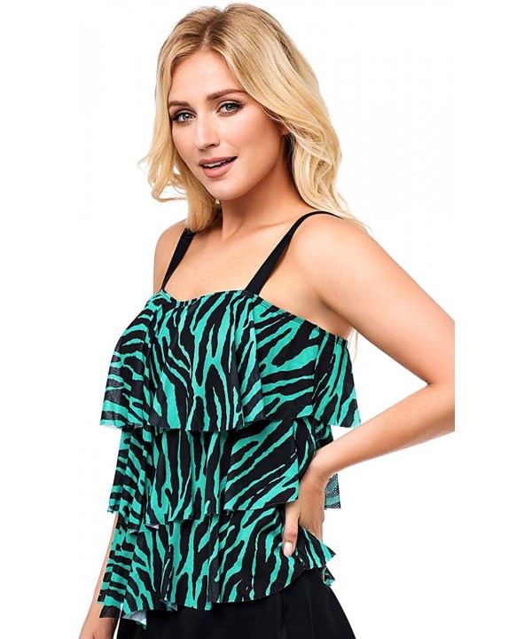 Women's Tankini Swimsuit Top Tummy Control Swimwear Print Swim Top for Women Plus Size - Forest - CL18XKZEYT6 $29.65-Tankinis