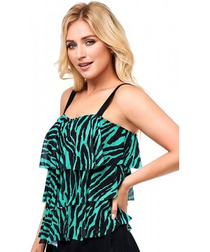 Women's Tankini Swimsuit Top Tummy Control Swimwear Print Swim Top for Women Plus Size - Forest - CL18XKZEYT6 $29.65-Tankinis