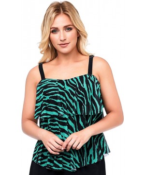 Women's Tankini Swimsuit Top Tummy Control Swimwear Print Swim Top for Women Plus Size - Forest - CL18XKZEYT6 $29.65-Tankinis