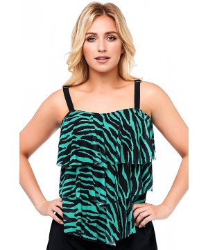 Women's Tankini Swimsuit Top Tummy Control Swimwear Print Swim Top for Women Plus Size - Forest - CL18XKZEYT6 $29.65-Tankinis