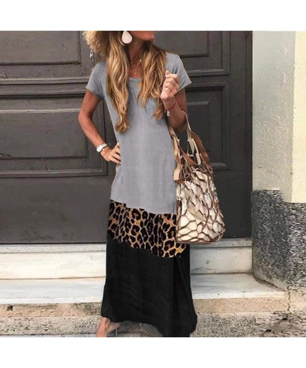 Women's Boho Vintage Sleeveless Long Tank Dress Crewneck Patchwork Summer Casual Loose Party Maxi Dresses Plus Size - Z2-grey...