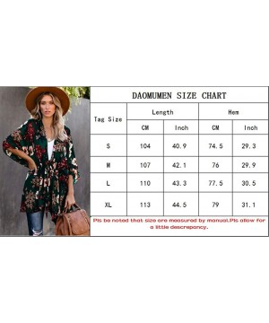 Women 3/4 Sleeve Floral Chiffon Kimino Cardigans Summer Casual Loose Flowy Blouse Beach Cover Up with Belt Wine Red - CY194MQ...