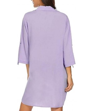 Womens Beach Half Sleeve Cover up UV Protective V-Neck Shirt - Light Purple - C718SSOQIH7 $32.21-Cover-Ups