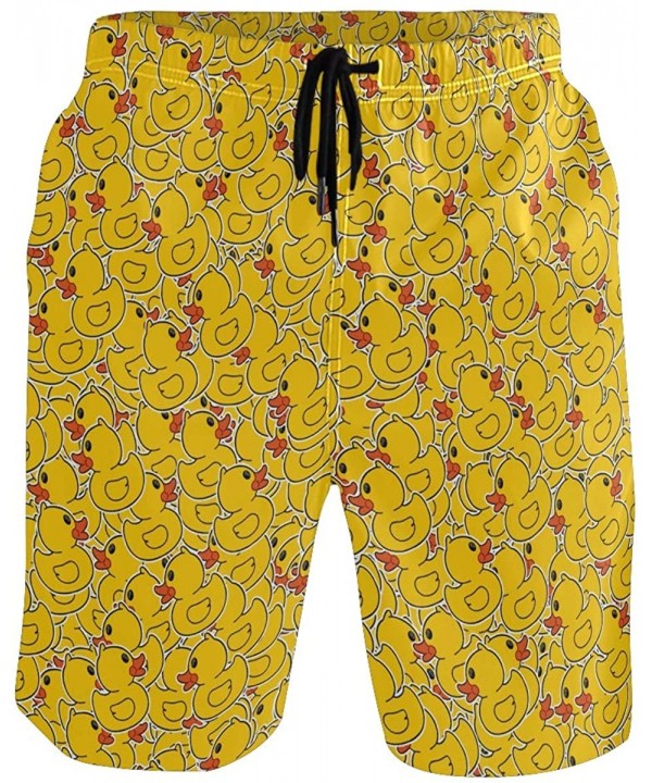 Mens Surfing Shorts Animals Lizards Swim Trunks Shorts - Yellow Duck - CG18W76DSR7 $29.99-Board Shorts