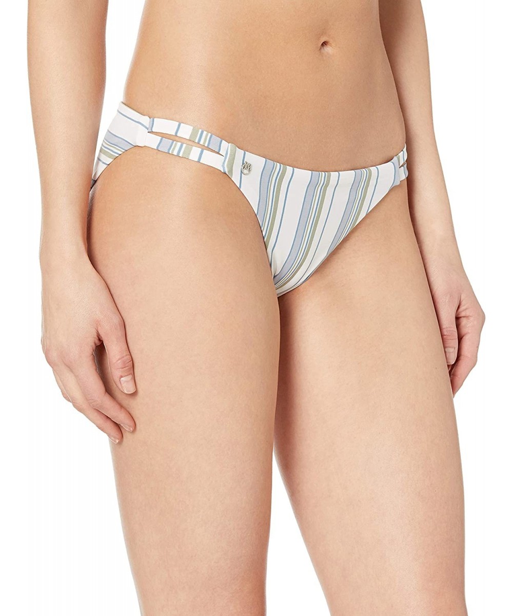 Women's Split Side Reversible Signature Cut Bikini Bottom Swimsuit - Skyline Lovely White Stripe - CG18QW4QR3Y $34.67-Bottoms