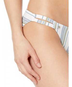 Women's Split Side Reversible Signature Cut Bikini Bottom Swimsuit - Skyline Lovely White Stripe - CG18QW4QR3Y $34.67-Bottoms