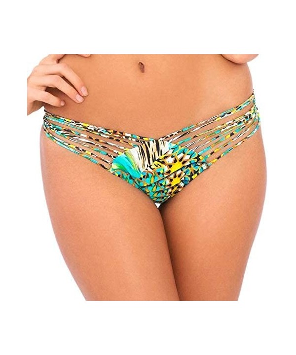 Women's Moon Princess Strappy Brazilian Ruched Back Bikini Bottom - Multi - CF12E3963DD $36.96-Bottoms