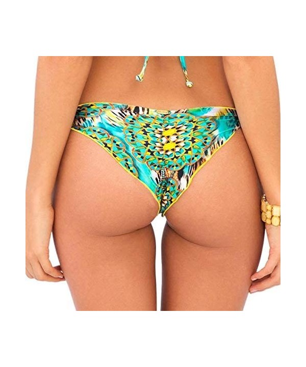 Women's Moon Princess Strappy Brazilian Ruched Back Bikini Bottom - Multi - CF12E3963DD $36.96-Bottoms