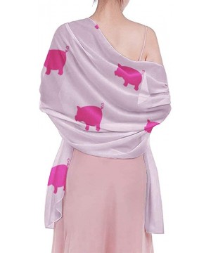 Women Girl Fashion Chiffon Scarf Bikini Cover Up Summer Beach Sarong Wrap - Pink Pigs Pattern - CT19C4N2SYL $26.06-Cover-Ups