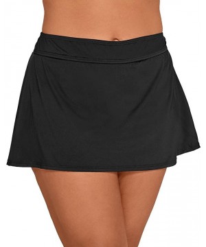 Signature Solid Skirted Bikini Bottom Plus Size- 24W- Black - CA17Z4Q5YU7 $24.75-Bottoms