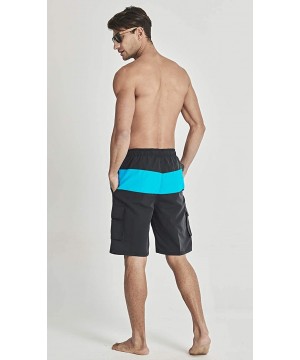 Men's Swim Trunks Beachwear Quick Dry Watershorts Casual Shorts Dark Grey Blue Large - CV18W2MYWDX $10.32-Trunks