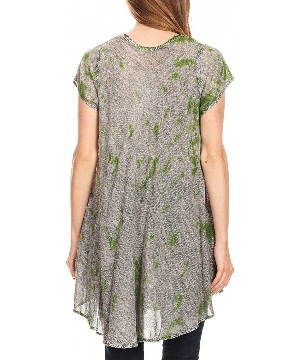 Gilda Women's Summer Casual Short/Long Sleeve Swing Dress Tunic Cover-up - 19228-green - CX18QWLR6DY $16.70-Cover-Ups