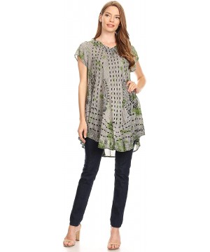 Gilda Women's Summer Casual Short/Long Sleeve Swing Dress Tunic Cover-up - 19228-green - CX18QWLR6DY $16.70-Cover-Ups