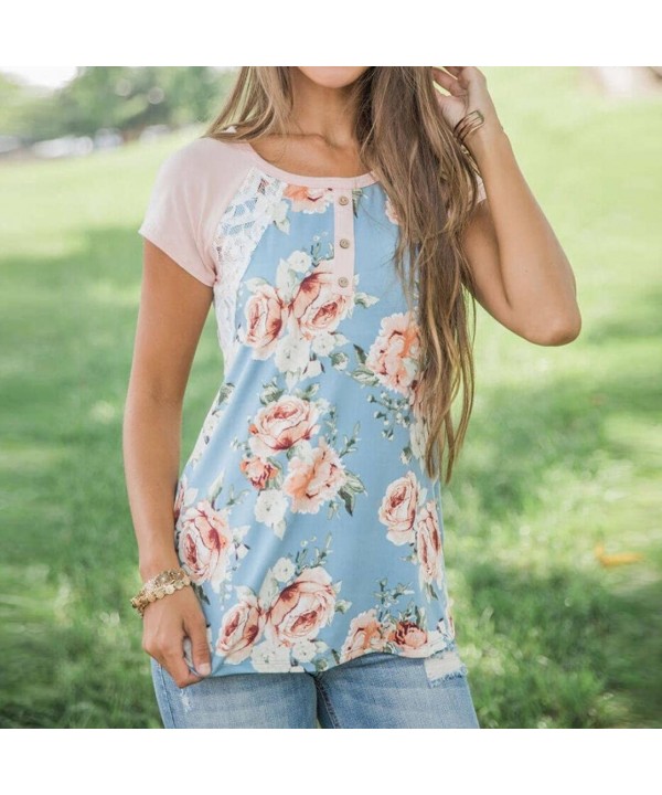 Women Clothes Casual Sleeveless Floral Printed Tunic Top Blouse by Mikey Store - Blue - C318CX0AT25 $9.49-Racing