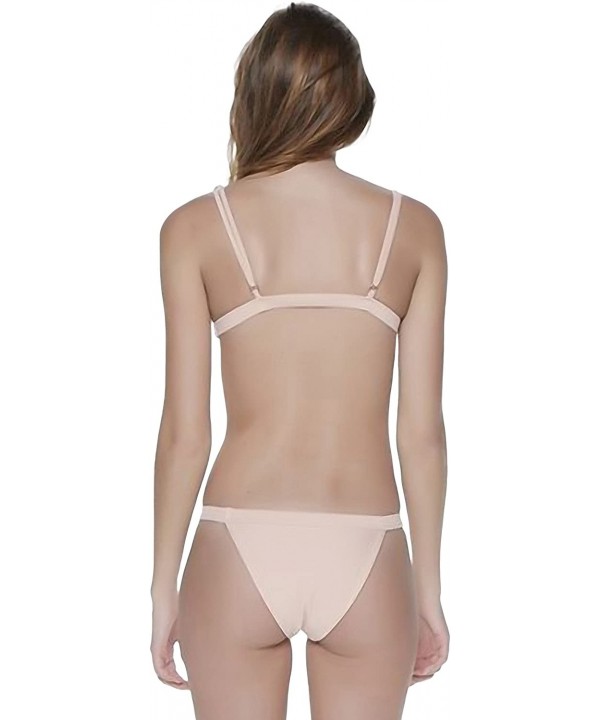 Women's Two-Piece Over-The-Shoulder Triangle Top with Banded Bottom - Blush - CD12EDSNW51 $47.20-Sets