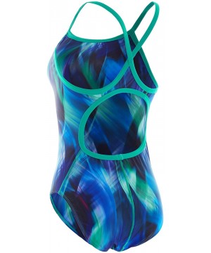 Women's Printed Athletic One Piece Swimsuit Sports Swimwear Training Suit - Green - CF18KCK2Z6Q $22.78-Racing