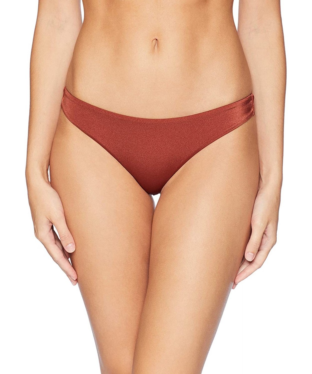 Women's Solid Shimmer Cheeky Bikini Bottoms - Henna - C5189OU2CYU $21.35-Tankinis