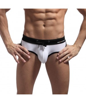 Men's Swimwear Bikini Swimming Briefs Pad Swimsuits Board Surf Shorts Trunks Hot Sexy Low Rise Quick Dry Bikini - White - CK1...