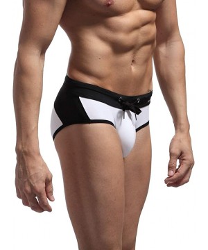 Men's Swimwear Bikini Swimming Briefs Pad Swimsuits Board Surf Shorts Trunks Hot Sexy Low Rise Quick Dry Bikini - White - CK1...