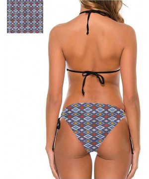 Bikini Set Swimsuits Women's Light-Support String Hexagon Stripe Triangles - Multi 10 - CL190EYW7LW $49.25-Sets