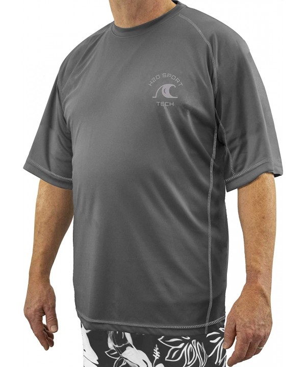 Big & Tall Men's Short Sleeve Raglan Swim Shirt UPF 50+ Loose Fit - Charcoal - C418QL7DGM0 $39.93-Rash Guards