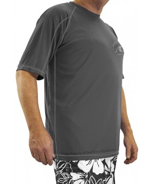 Big & Tall Men's Short Sleeve Raglan Swim Shirt UPF 50+ Loose Fit - Charcoal - C418QL7DGM0 $39.93-Rash Guards