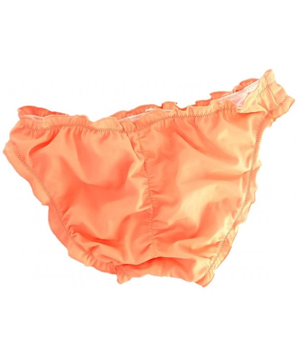 Women's Ruffle Wavy Bikini Bottom Low Rise Hipster Allure Swimsuit - Orange - CD18YNQ3WA8 $23.20-Tankinis