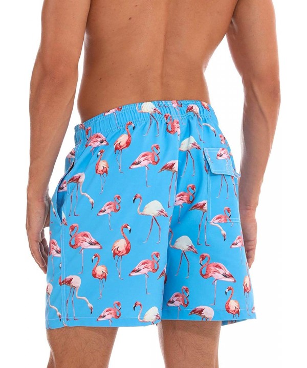 Mens Quick-Dry Swim Trunks Mesh Lined Printed Boardshorts with Pockets - Flamingo/Blue - CO18R0MT930 $20.81-Trunks